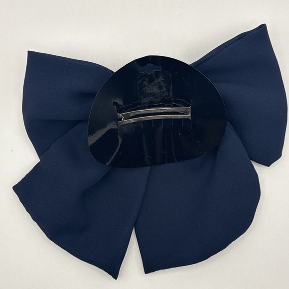 Vintage Hair Bow Clip Navy Blue Rosette Bow Cottagecore Dreamy Romantic NOS - Picture 2 of 6